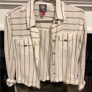 Vince Camuto Cream and Black Striped Shirt